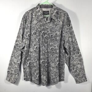 Cody James Mens 2XL Black White Paisley Western Pearl Snap Long Sleeve Shirt